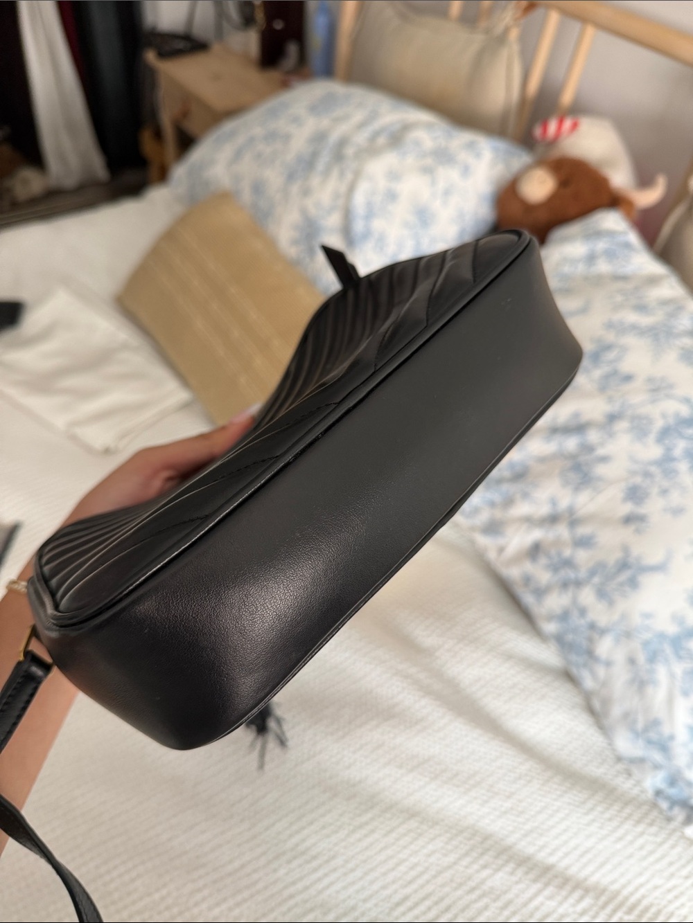 Saint Laurent Black Chevron Quilted Crossbody with Gold YSL Hardware - Picture 9 of 9